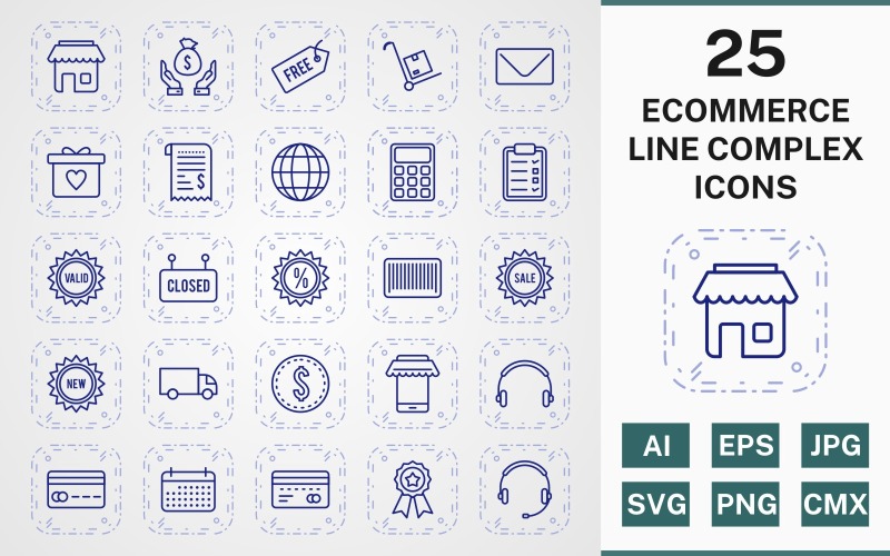 25 PACCHETTO ICONE COMPLESSO LINEA ECOMMERCE Set