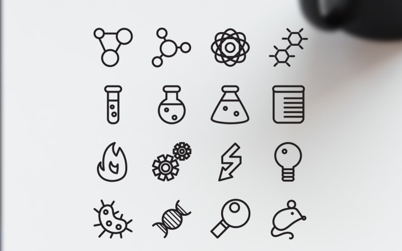 Download Набор иконок "16 Science Icon Set" / 16 Science Icon Set - Набор иконок на тему medical science,icon,vector,gene,symbol,glass,tube,set,test,chemistry,chemically,mathematical,cell,biology,document,study,particle,technology,medicine,molecule