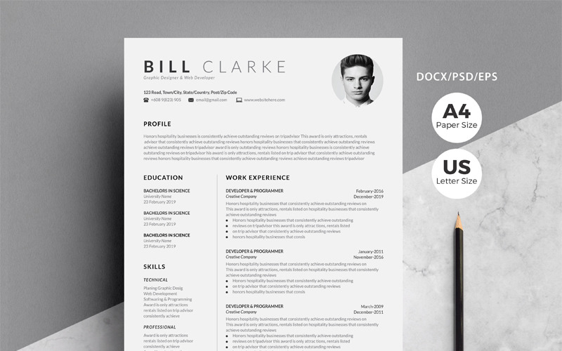 Download Резюме "Word Resume &amp; Cover Letter Resume Template" / Word Resume &amp; Cover Letter Resume Template - Резюме на тему графика resume,cv template,clean,creative,modern,professional,infographic,elegant,simple,word resume,cover letter,resume photoshop,a4 size,us letter size,stationery,references,swiss resume,4 pages,mi