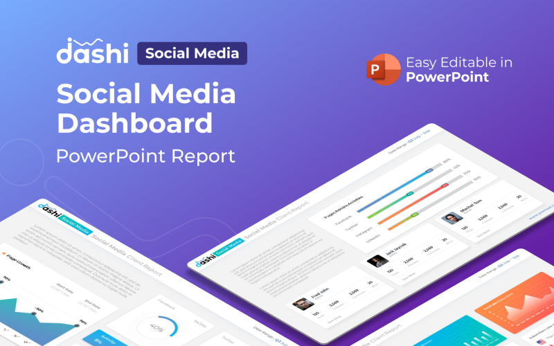 Dashi Social Media - PowerPoint-mall för presentation av instrumentpanel