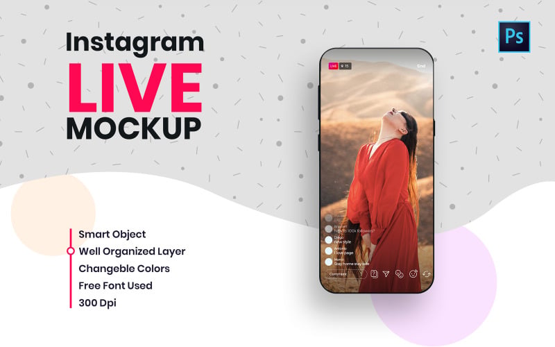 Maqueta de producto de Instagram Live