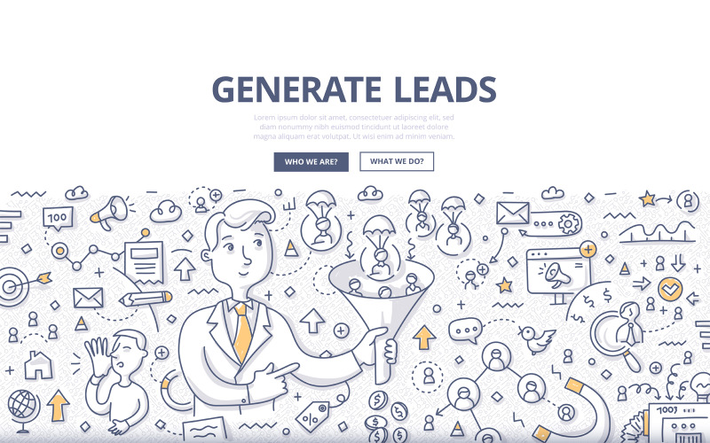 Download Vector "Generate Leads Doodle Concept - Vector Image" / Generate Leads Doodle Concept - Vector Image - Vector на тему графика web,vector,advertising,sale,promotion,ecommerce,business,marketing,tech,customer,conversion,influencer,success,doodle,strategy,concept,funnel,lead,traffic