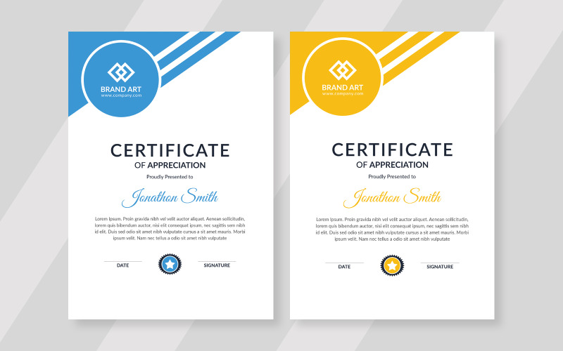 Szablon certyfikatu Triangles Shape Flat Design Certificate Template #121571