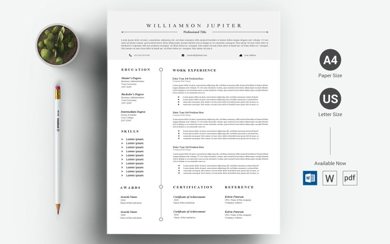 Williamson Jupiter - Özgeçmiş ve Özgeçmiş Şablonu
