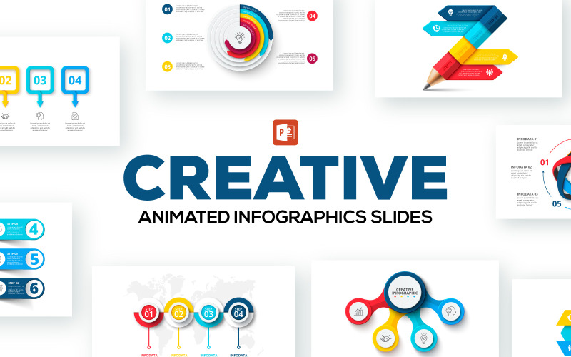 Yaratıcı Hareketli İnfografik Sunumlar PowerPoint şablonu