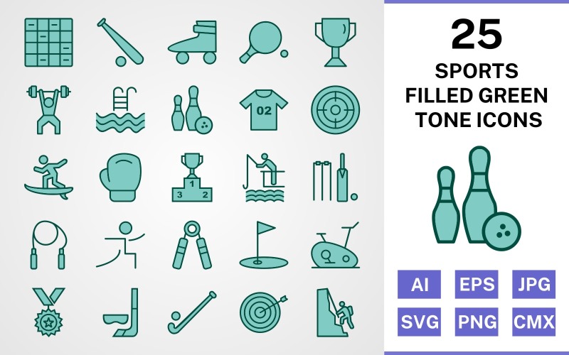 Download Набор иконок "25 Sports And Games Filled Green Tone Icon Set" / 25 Sports And Games Filled Green Tone Icon Set - Набор иконок на тему sports set,file,icon,icons,filled,vector,sign,symbol,pictogram,green,tone,sports,games,chess,goal,yoga,bowling,boxing,bullseye,hockey