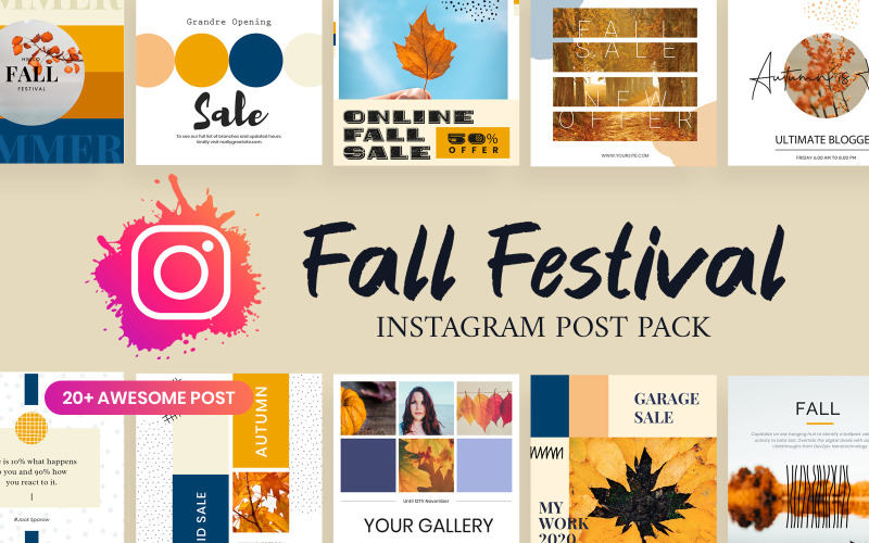 Autumn Fall Festival Instagram publikuje szablon mediów społecznościowych