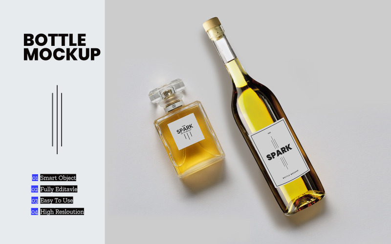 Download Мокап для продукта "Bottle product mockup" / Bottle product mockup - Мокап для продукта на тему графика bottle,psd,mockup,mockups,template,templates,creative,modern,wine,perfumes,promotion,promotions,business,glass