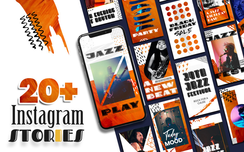 Download Шаблон для соцсетей "Jazz Music Festival Instagram Stories Social Media Template" / Jazz Music Festival Instagram Stories Social Media Template - Шаблон для соцсетей на тему графика instagram,stories,social,media,template,promotions,promotion,templates,creative,modern,business,fashion,corporate,post,facebook,jazz,music,festival