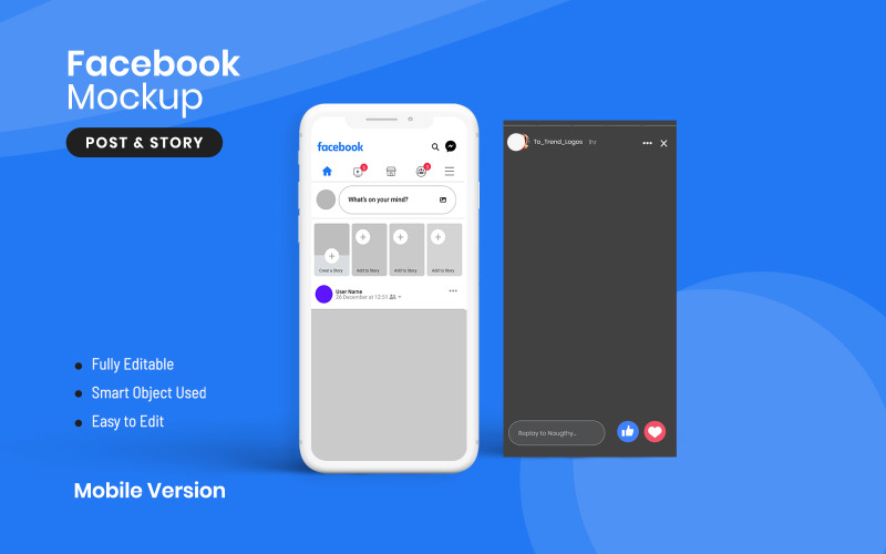 Mockup del prodotto dello schermo di Facebook
