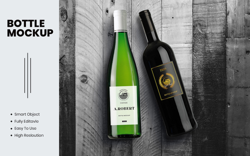 Download Мокап для продукта "Wine Bottle product mockup" / Wine Bottle product mockup - Мокап для продукта на тему графика wine,bottle,psd,mockup,website,graphic,presentations,branding,brand,presentation,promotions,creative,modern,glass,mockups
