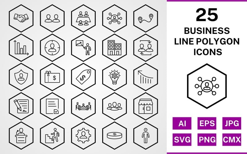 Download Набор иконок "25 Business Line Polygon Icon Set" / 25 Business Line Polygon Icon Set - Набор иконок на тему business set,file,icon,icons,line,vector,sign,symbol,pictogram,polygon,business,office,shop,speech,decison making,route,handshake,management,working team