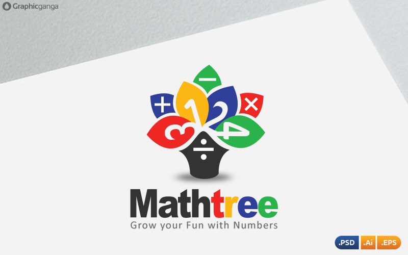 Download Шаблон логотипа "Math Tree Logo Template" / Math Tree Logo Template - Шаблон логотипа на тему графика abacus,brain gym,child,classes,colorful,couching,cute,drawing,eco classes,education,edutainment,game,junior school,kid,kindergarten,math,natural,nature,number,play school