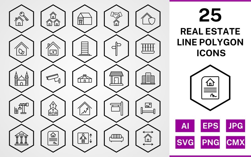 Download Набор иконок "25 Real Estate Line Polygon Icon Set" / 25 Real Estate Line Polygon Icon Set - Набор иконок на тему city set,file,icon,icons,line,vector,sign,symbol,pictogram,polygon,real estate,mosque,church,balcony,mansion,eco house,lift,yurt,bank