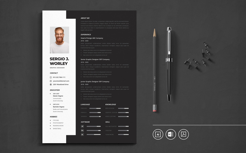 Download Резюме "CV Vol.21 Resume Template" / CV Vol.21 Resume Template - Резюме на тему графика resume,cv,minimalist,professional,modern,elegant,minimal,business,hiring,company,job,entrepreneur,illustrator,word,corporate