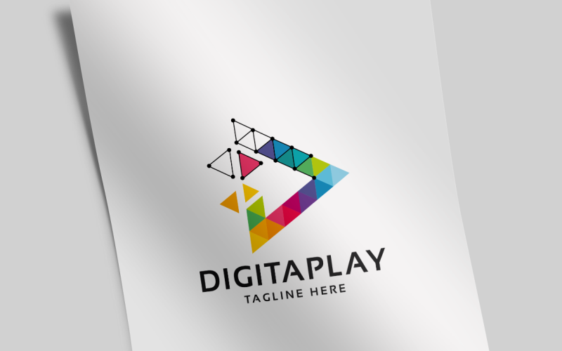 Digitális média Play logó sablon