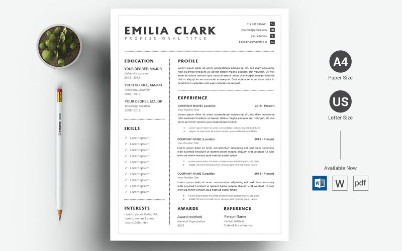Emilia Clark - CV & Resume Template
