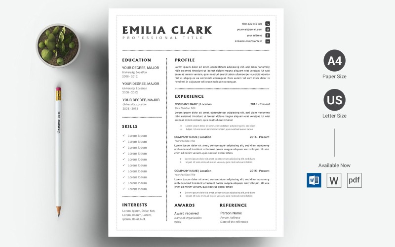 Emilia Clark - CV i szablon CV