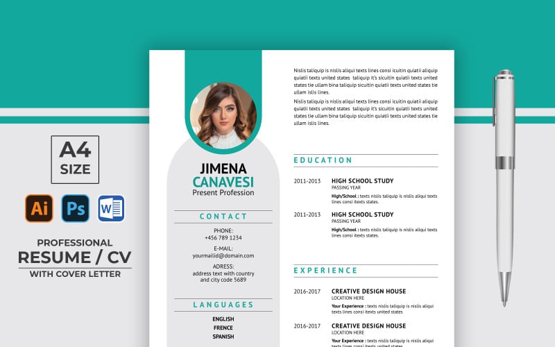 Download Резюме "Jimena Canavesi Clean and Profession CV Resume Template" / Jimena Canavesi Clean and Profession CV Resume Template - Резюме на тему графика clean,clean cv,clean resume,creative,curriculum vitae,cv,cv template,indesign,job resume,letter,minimalist,modern,photoshop,word,ms word,resume,a4 size,professional resume,personal cv,job