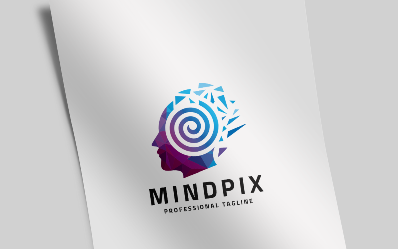 Шаблон логотипа человеческого разума пикселей