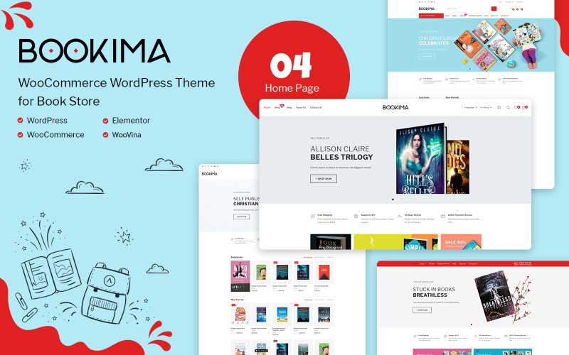Bookima - Thema voor het WooCommerce-thema van de boekwinkel