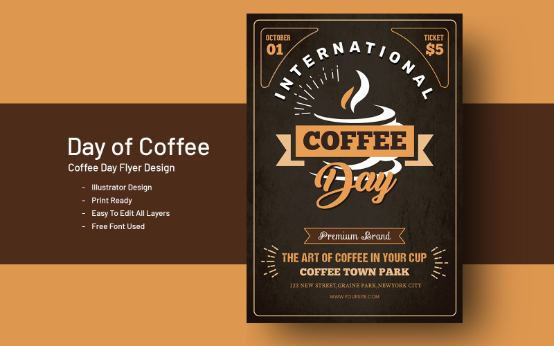 International Coffee Day Flyer - mall för företagsidentitet