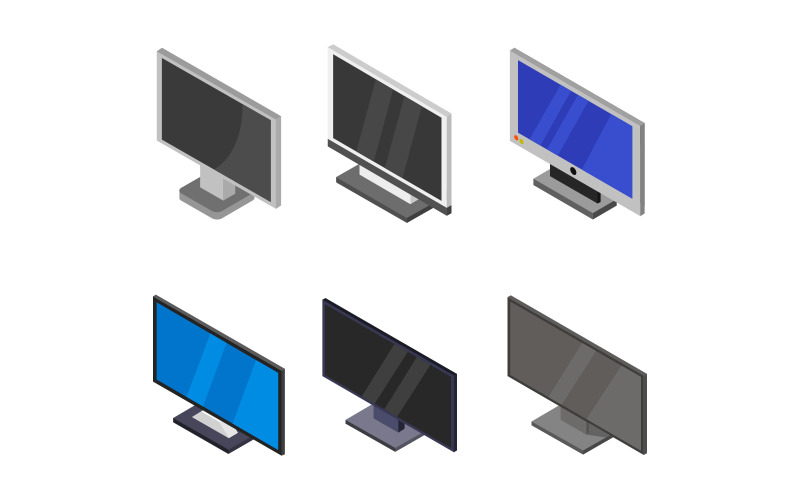 Set di computer isometrici - immagine vettoriale
