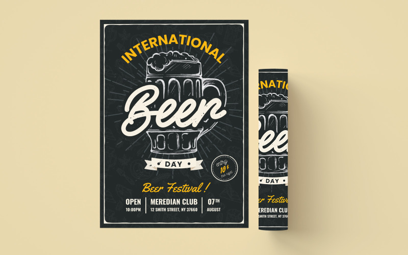 Download Иллюстрация "Beer Day - Illustration" / Beer Day - Illustration - Иллюстрация на тему графика beer,day,flyer,template,promotions,celebration,international,friday,august,print,templates,creative,modern,promotion,celebrations