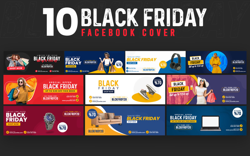 Download Шаблон для соцсетей "Black Friday 10 Facebook Cover Social Media Template" / Black Friday 10 Facebook Cover Social Media Template - Шаблон для соцсетей на тему графика advert,advertisement,black,black friday,black friday timeline,business,club,corporate,deluxe,discount,facebook,facebook ad,facebook banner,facebook cover,facebook marketing,facebook sale,fash