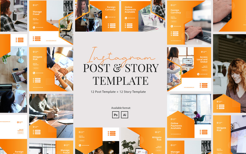 Download Шаблон для соцсетей "Elegant Company Instagram Post and Story Template for Social Media" / Elegant Company Instagram Post and Story Template for Social Media - Шаблон для соцсетей на тему графика corporate instagram,company instagram,instagram for company,business,brand,lifestyle,minimalist,modern,elegant,simple,creative,template,instagram post,agency,creative agency,instagram story,c