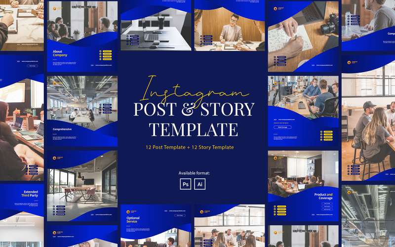 Elegant Puzzle Company Instagram Post och Story Mall för sociala medier