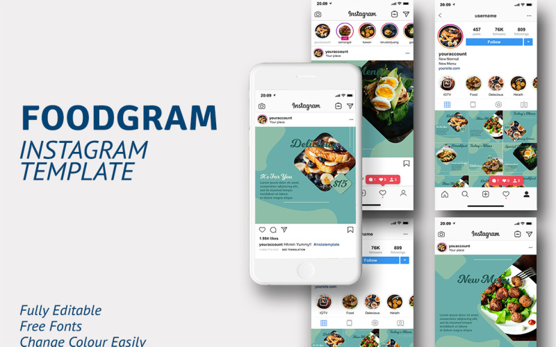 Download Шаблон для соцсетей "Foodgram Instagram Template for Social Media" / Foodgram Instagram Template for Social Media - Шаблон для соцсетей на тему графика template,modern,graphic,instagram,banner,fashion,frame,social,design,post,sale,background,story,media,layout,mobile,geometric,trendy,promotion,offer