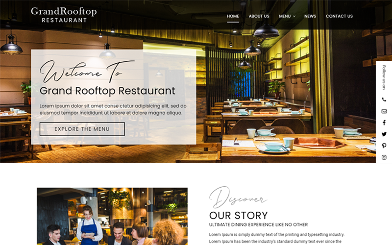 grand rooftop restaurant wordpress тема