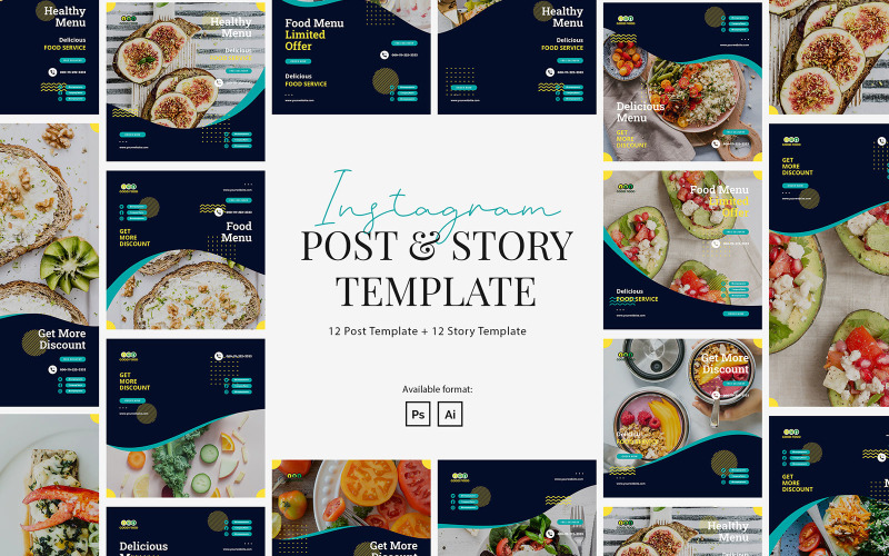 Download Шаблон для соцсетей "Healthy Food Instagram Post and Story Template for Social Media" / Healthy Food Instagram Post and Story Template for Social Media - Шаблон для соцсетей на тему графика instagram,post,story,elegant,modern,creative,business,brand,simple,template,minimalist,lifestyle,healthy,healthy food,vegan food,vegetable,health,modern instagram,instagram for food,healthy i