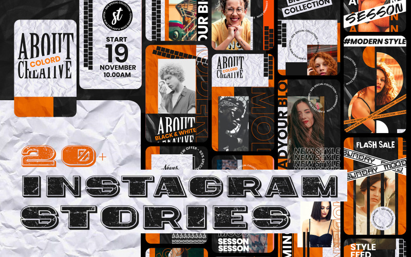 Download Шаблон для соцсетей "Instagram Stories Social Media Template" / Instagram Stories Social Media Template - Шаблон для соцсетей на тему графика instagram,stories,social,media,template,promotions,promotion,templates,creative,modern,business,fashion,corporate,post,facebook