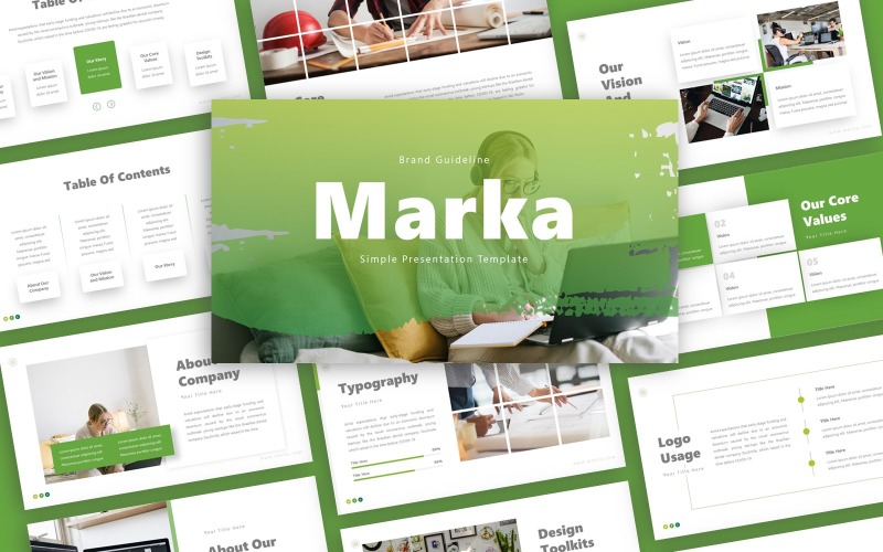 Marka Brand Guide Präsentation PowerPoint-Vorlage