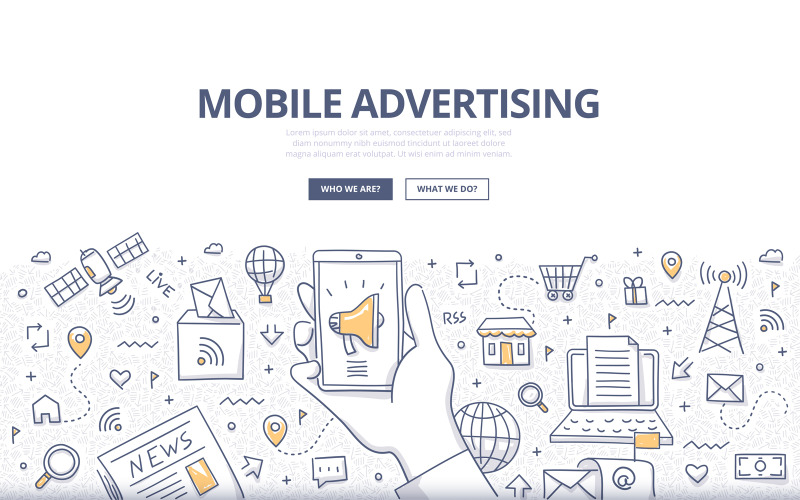 Download Vector "Mobile Advertising Doodle Concept - Vector Image" / Mobile Advertising Doodle Concept - Vector Image - Vector на тему графика vector,advertising,hand,abstract,mobile,technology,e-commerce,shopping,smartphone,phone,service,e-mail,rss,network,connection,screen,device,concept,internet,geo targeting