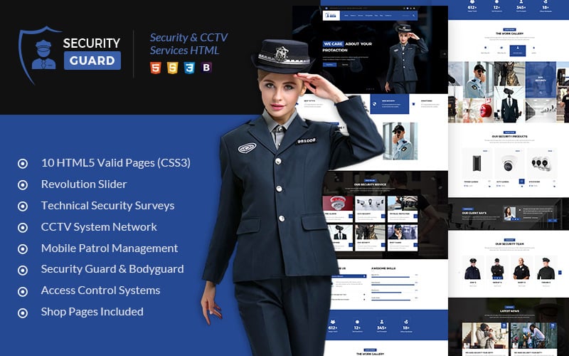 Modello di sito Web dei servizi di guardia di sicurezza