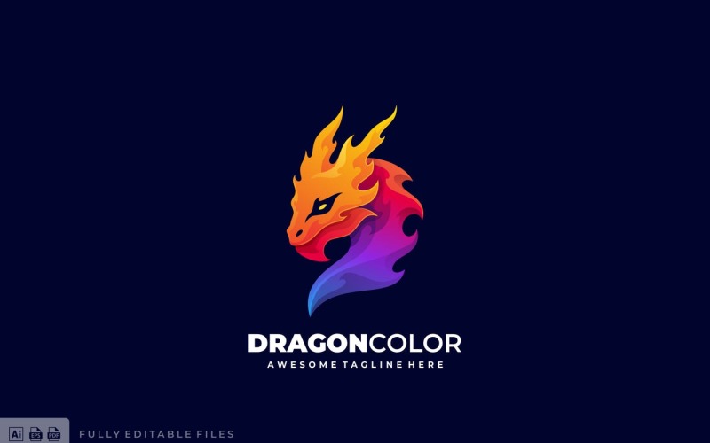 Download Шаблон логотипа "Dragon Color Gradient Logo Template" / Dragon Color Gradient Logo Template - Шаблон логотипа на тему графика logo,abstract,dragon