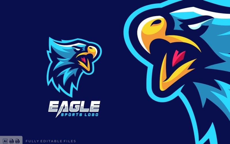 Download Шаблон логотипа "Eagle Head Sports and E-sports Style Logo Template" / Eagle Head Sports and E-sports Style Logo Template - Шаблон логотипа на тему графика eagle,logo,team,sport