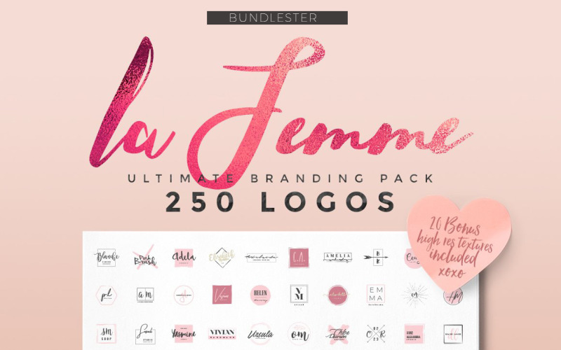 Download Шаблон логотипа "250 Femine Bundle Logo Template" / 250 Femine Bundle Logo Template - Шаблон логотипа на тему графика femine,logo,bundle,minimalist