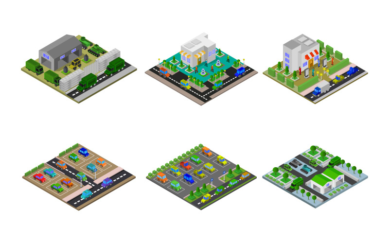 Download Vector "Isometric Buildings Set - Vector Image" / Isometric Buildings Set - Vector Image - Vector на тему графика apartment,illustration,set,factory,architecture,vector,construction,design,street,house,concept,city,object,skyscraper,isometric,element,building,icons,abstract,car