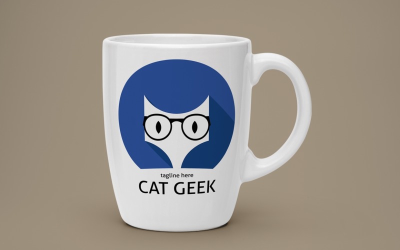 Modello di logo di gatto geek