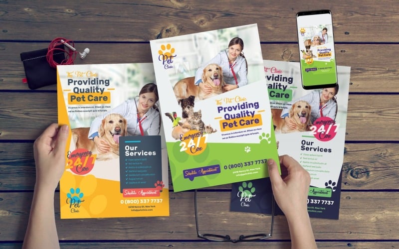Download Фирменный стиль "Pet Clinic Flyer - Corporate Identity Template" / Pet Clinic Flyer - Corporate Identity Template - Фирменный стиль на тему графика pets,clinic,vet,flyer