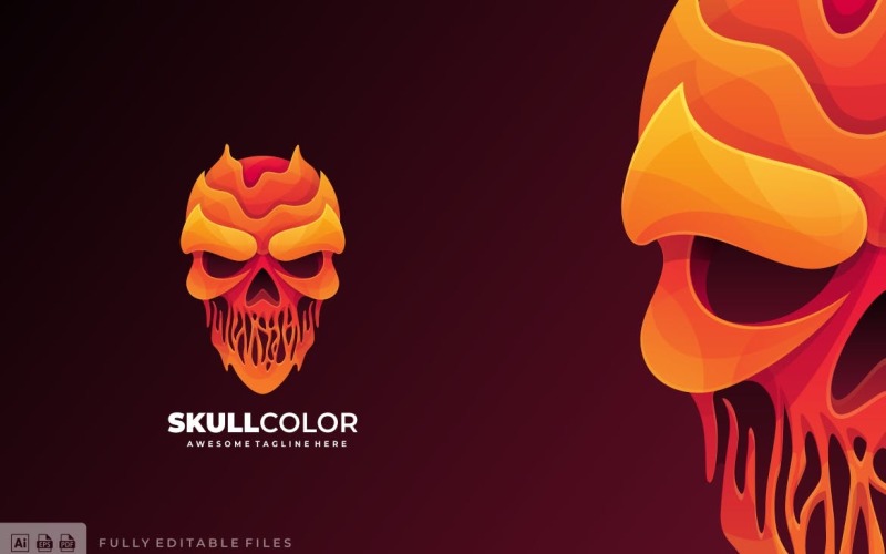 Skull Head Liquid Logo Template