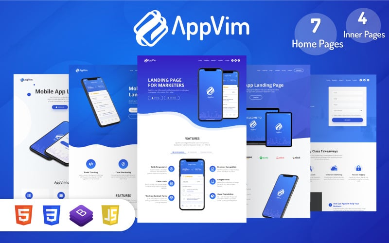 AppVim - шаблон целевой страницы приложения