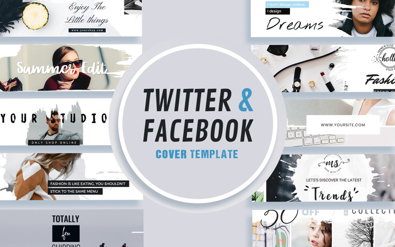 Download Шаблон для соцсетей "Facebook and Twitter Cover Social Media Template" / Facebook and Twitter Cover Social Media Template - Шаблон для соцсетей на тему графика twitter,facebook,cover,template,post,banner,templates,social,media,creative,modern,fashion,magazine,blog,shopping