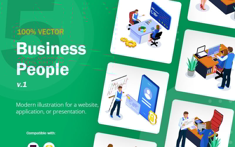 Download Иллюстрация "Isometric Business People V1 - Illustration" / Isometric Business People V1 - Illustration - Иллюстрация на тему графика business,people,isometric,office,vector,concept,teamwork,design,web,character,corporate,group,illustration,job,set,collection,worker,career,analysis,female