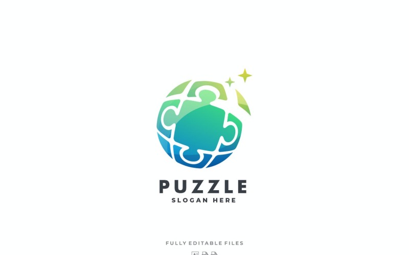 Absztrakt puzzle színes logó sablon