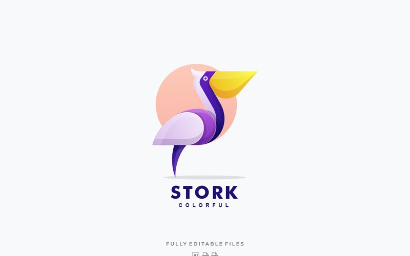 Download Шаблон логотипа "Bird Stork Colorful Logo Template" / Bird Stork Colorful Logo Template - Шаблон логотипа на тему графика logo,vector,template,ai,psd,eps,commercial